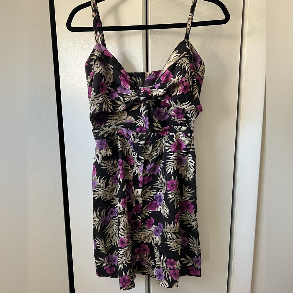 Reformation Linen Sz 2 Wrap Top Purple Floral Dress